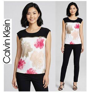 CALVIN KLEIN - Sleeveless floral top with zipper detail